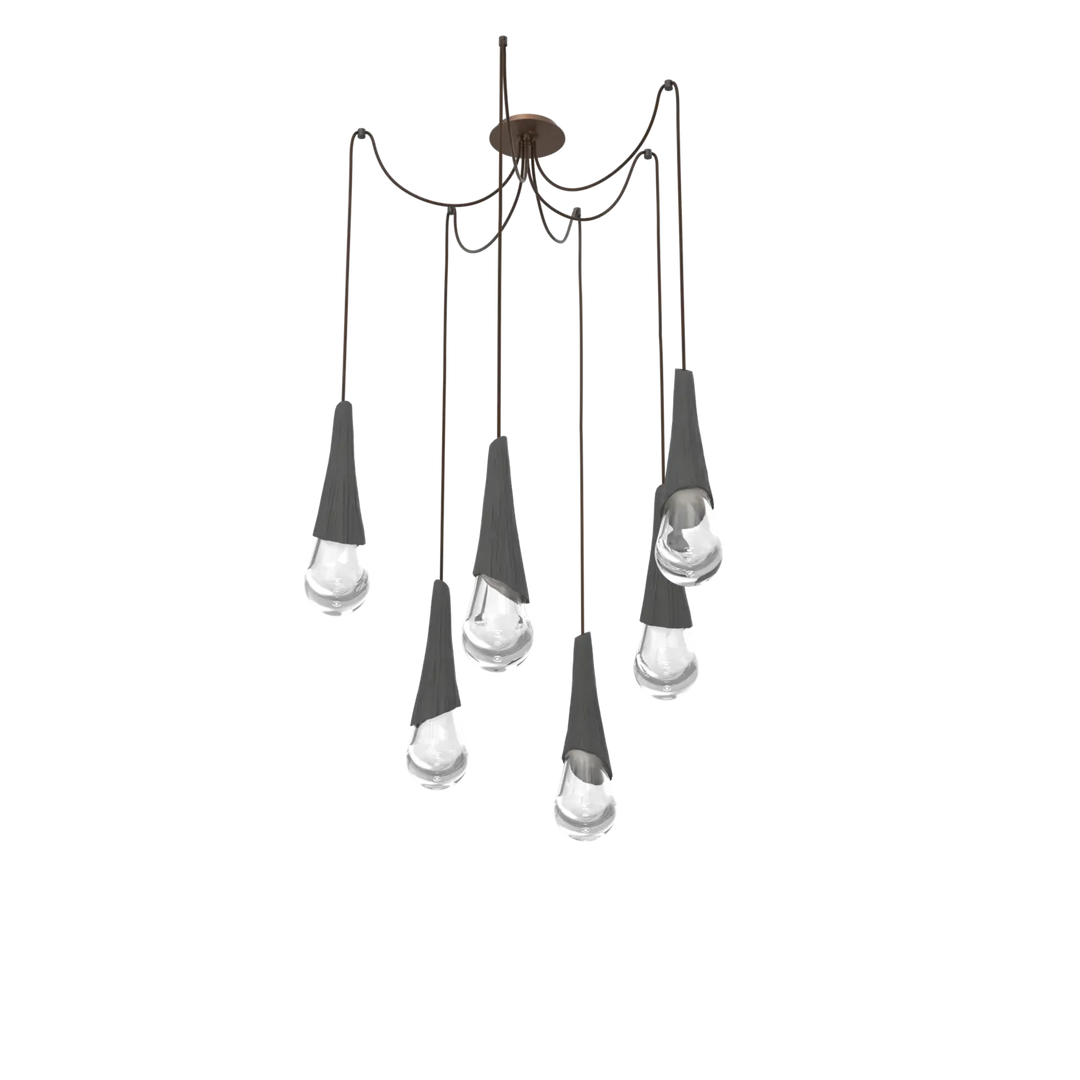 Hammerton Studio Hailstone Swag Chandelier Burnished Bronze / 6-Piece / Charcoal Ceramic