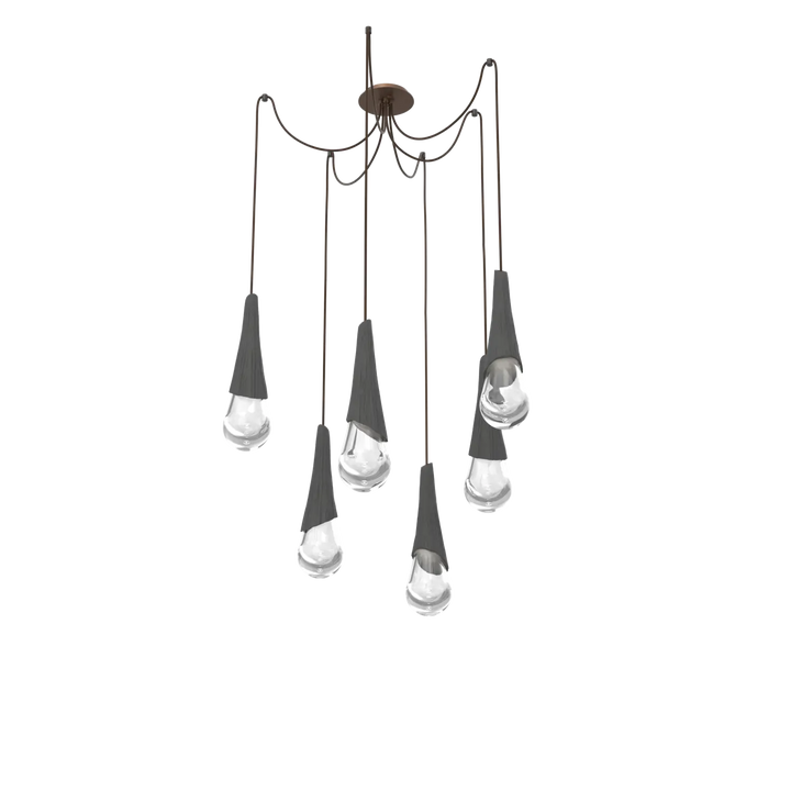 Hammerton Studio Hailstone Swag Chandelier Burnished Bronze / 6-Piece / Charcoal Ceramic