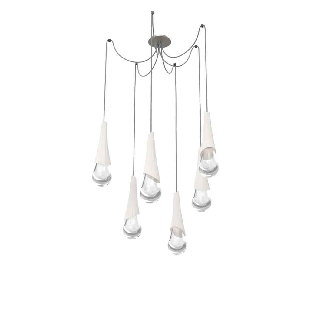 Hammerton Studio Hailstone Swag Chandelier Beige Silver / 6-Piece / Chalk Ceramic