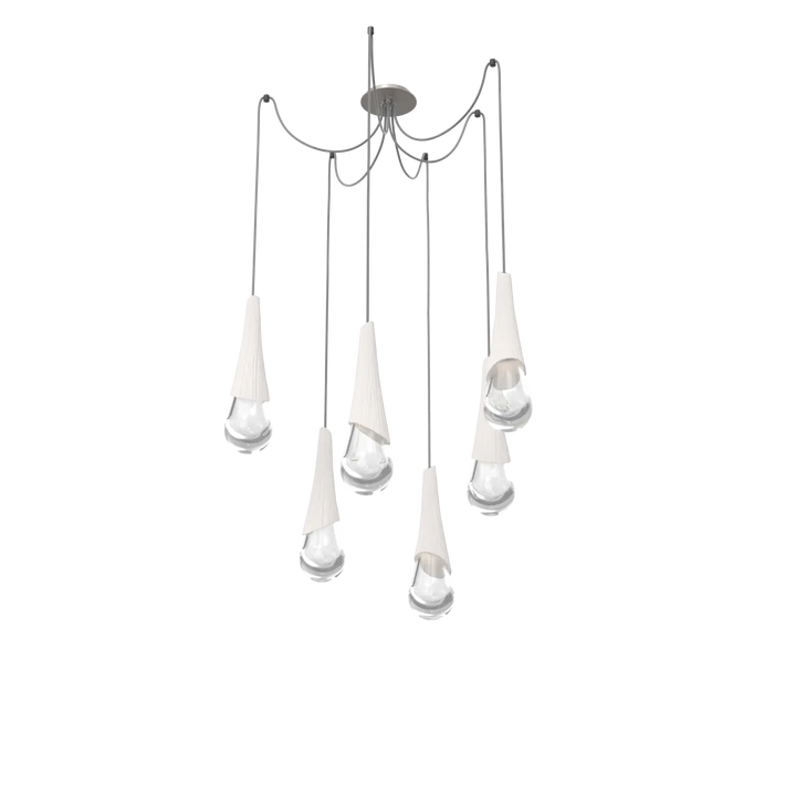 Hammerton Studio Hailstone Swag Chandelier Beige Silver / 6-Piece / Chalk Ceramic