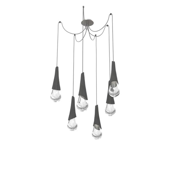 Hammerton Studio Hailstone Swag Chandelier Beige Silver / 6-Piece / Charcoal Ceramic