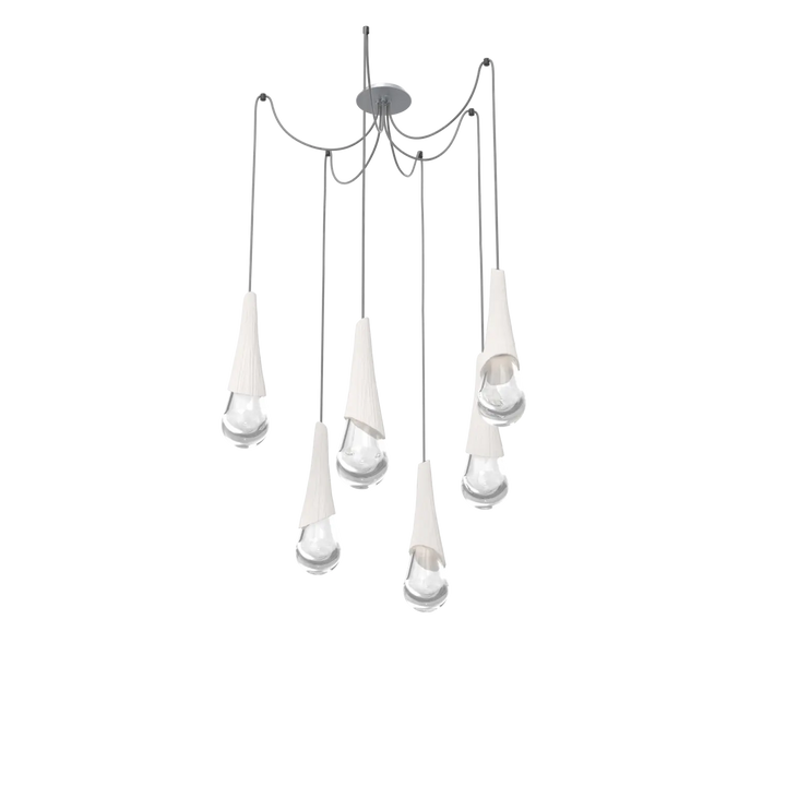 Hammerton Studio Hailstone Swag Chandelier Classic Silver / 6-Piece / Chalk Ceramic