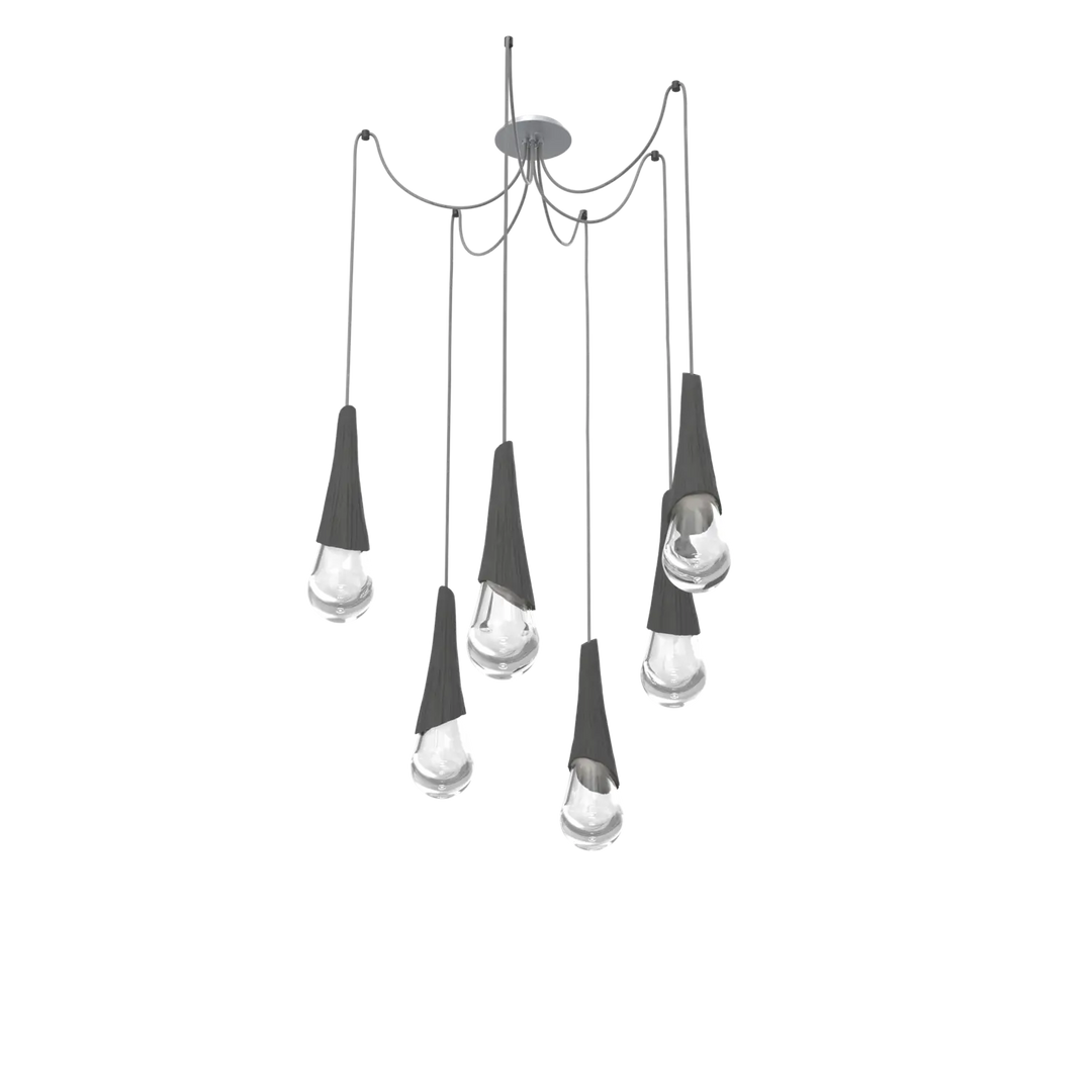 Hammerton Studio Hailstone Swag Chandelier Classic Silver / 6-Piece / Charcoal Ceramic