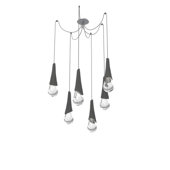Hammerton Studio Hailstone Swag Chandelier Classic Silver / 6-Piece / Charcoal Ceramic