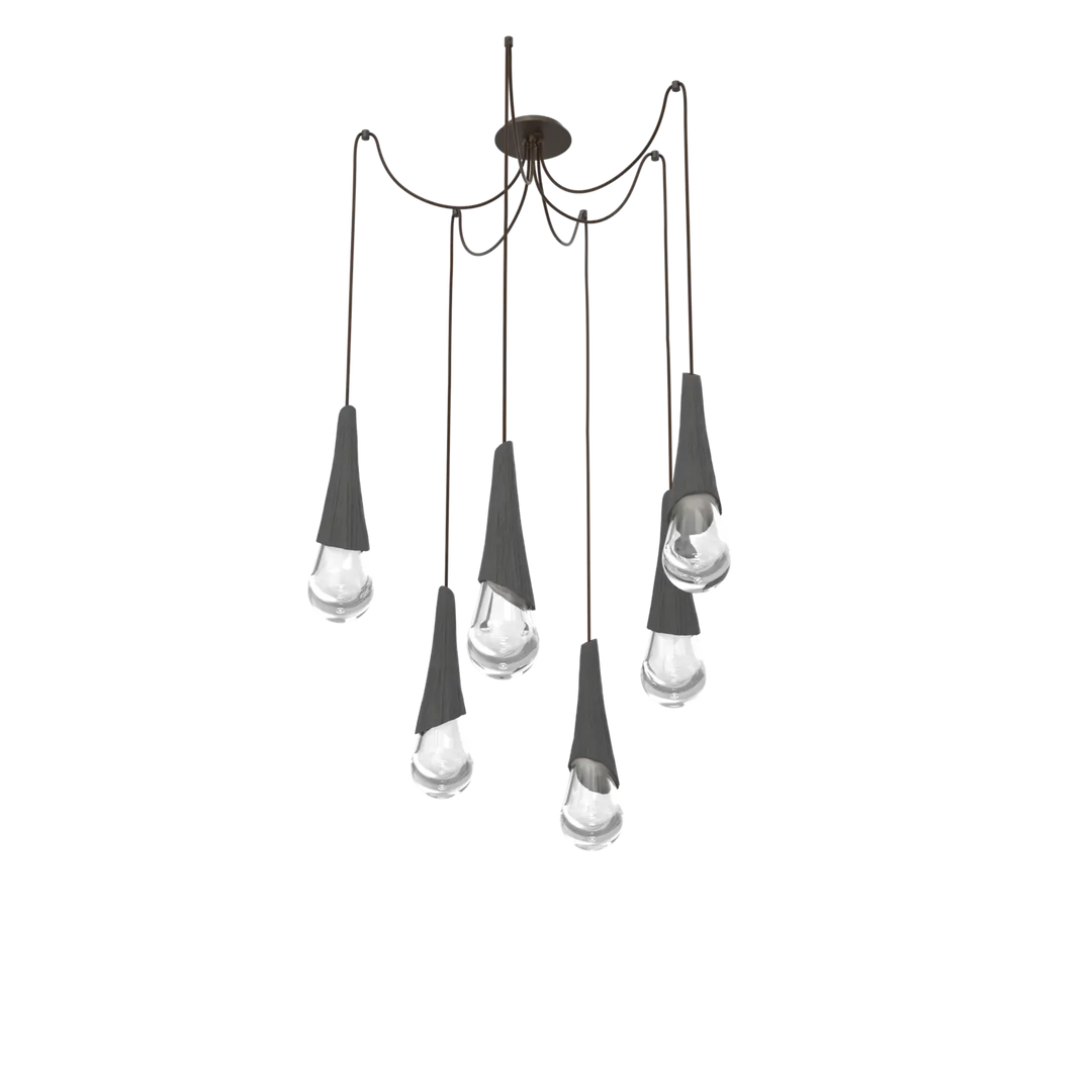 Hammerton Studio Hailstone Swag Chandelier Flat Bronze / 6-Piece / Charcoal Ceramic