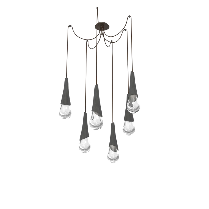 Hammerton Studio Hailstone Swag Chandelier Flat Bronze / 6-Piece / Charcoal Ceramic