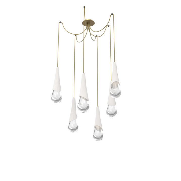Hammerton Studio Hailstone Swag Chandelier Gilded Brass / 6-Piece / Chalk Ceramic