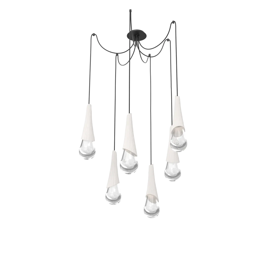 Hammerton Studio Hailstone Swag Chandelier Matte Black / 6-Piece / Chalk Ceramic