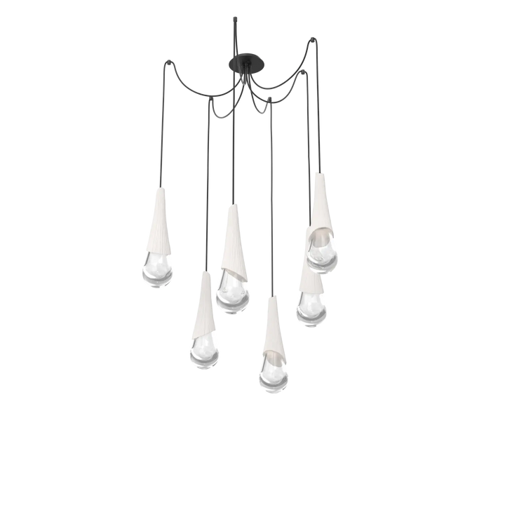 Hammerton Studio Hailstone Swag Chandelier Matte Black / 6-Piece / Chalk Ceramic