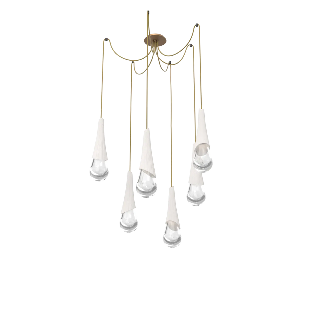 Hammerton Studio Hailstone Swag Chandelier Novel Brass / 6-Piece / Chalk Ceramic