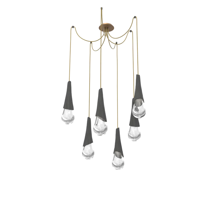 Hammerton Studio Hailstone Swag Chandelier Novel Brass / 6-Piece / Charcoal Ceramic