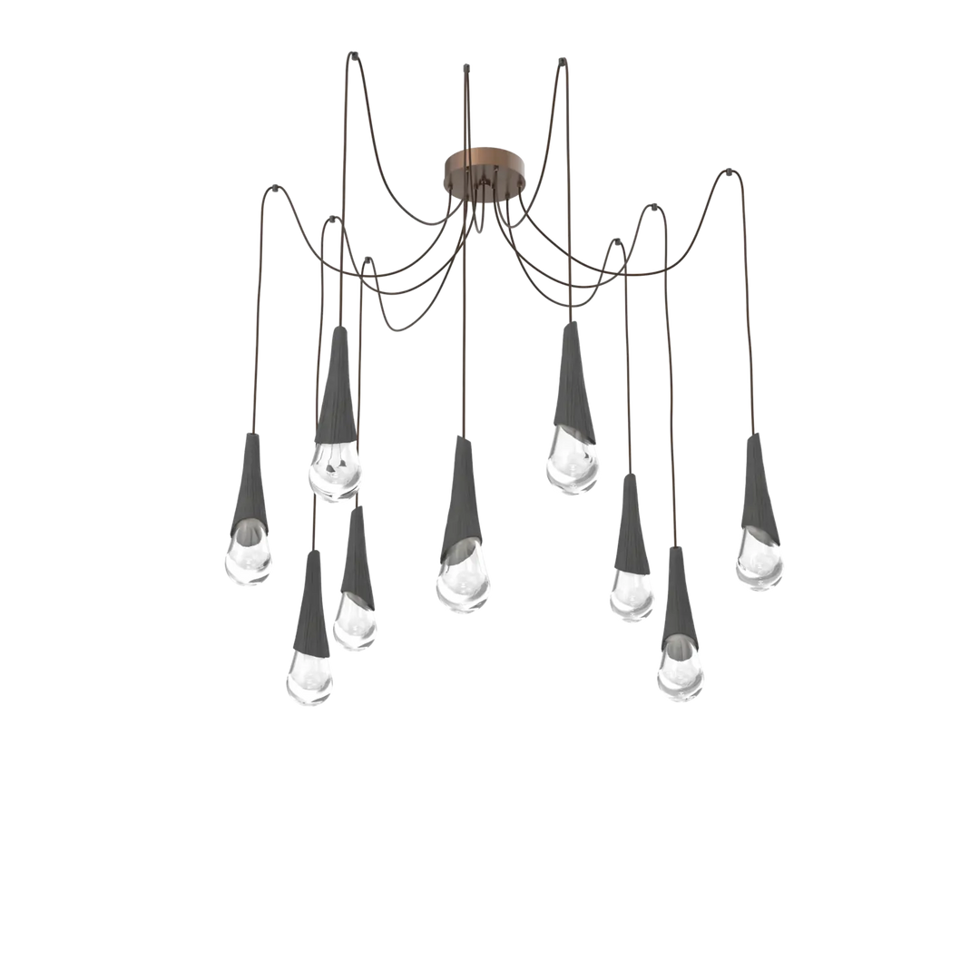 Hammerton Studio Hailstone Swag Chandelier Burnished Bronze / 9-Piece / Charcoal Ceramic