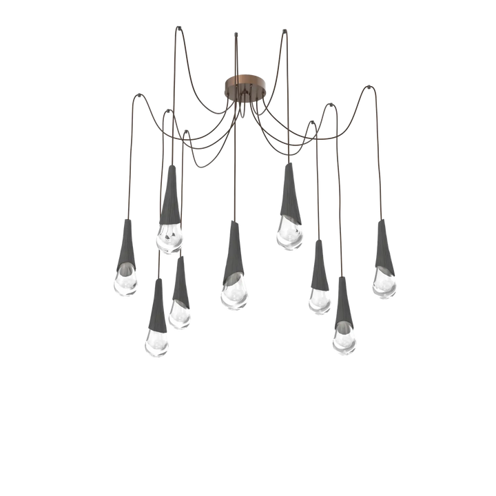 Hammerton Studio Hailstone Swag Chandelier Burnished Bronze / 9-Piece / Charcoal Ceramic