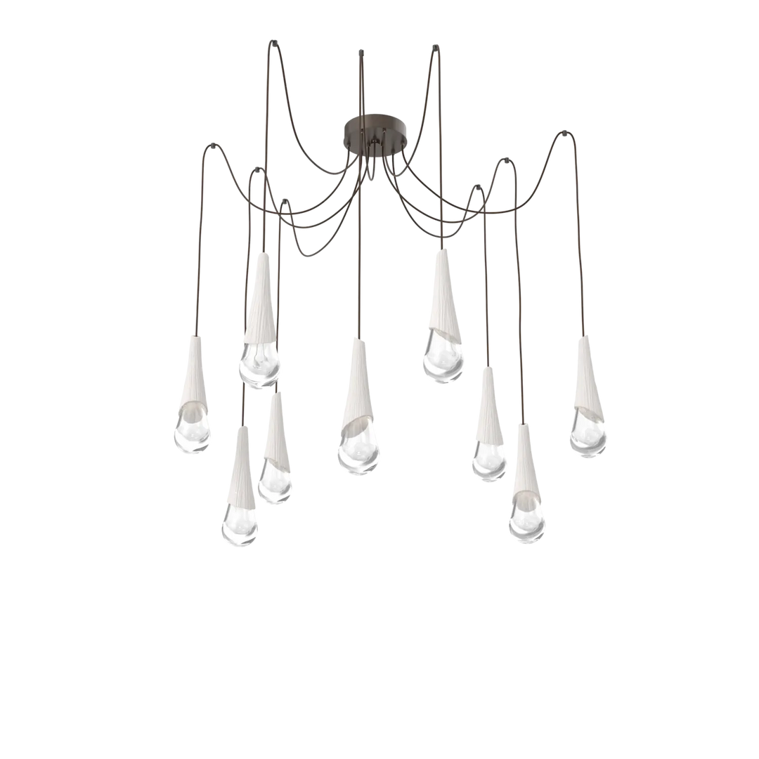 Hammerton Studio Hailstone Swag Chandelier Flat Bronze / 9-Piece / Chalk Ceramic