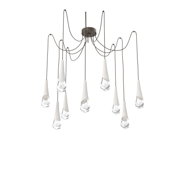Hammerton Studio Hailstone Swag Chandelier Flat Bronze / 9-Piece / Chalk Ceramic