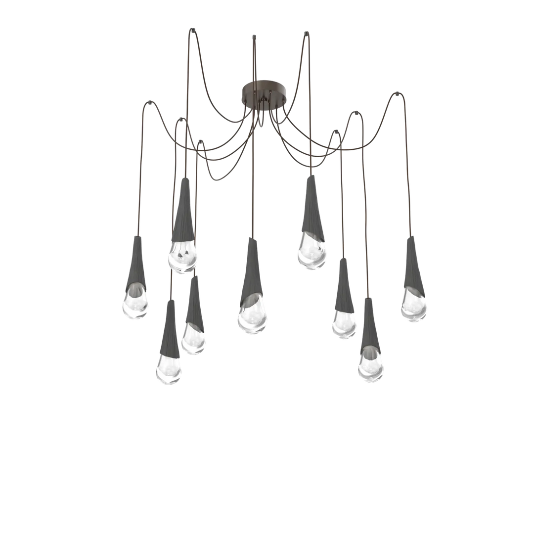 Hammerton Studio Hailstone Swag Chandelier Flat Bronze / 9-Piece / Charcoal Ceramic