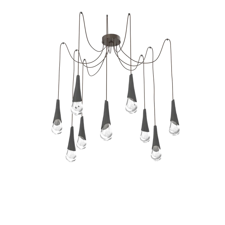 Hammerton Studio Hailstone Swag Chandelier Flat Bronze / 9-Piece / Charcoal Ceramic