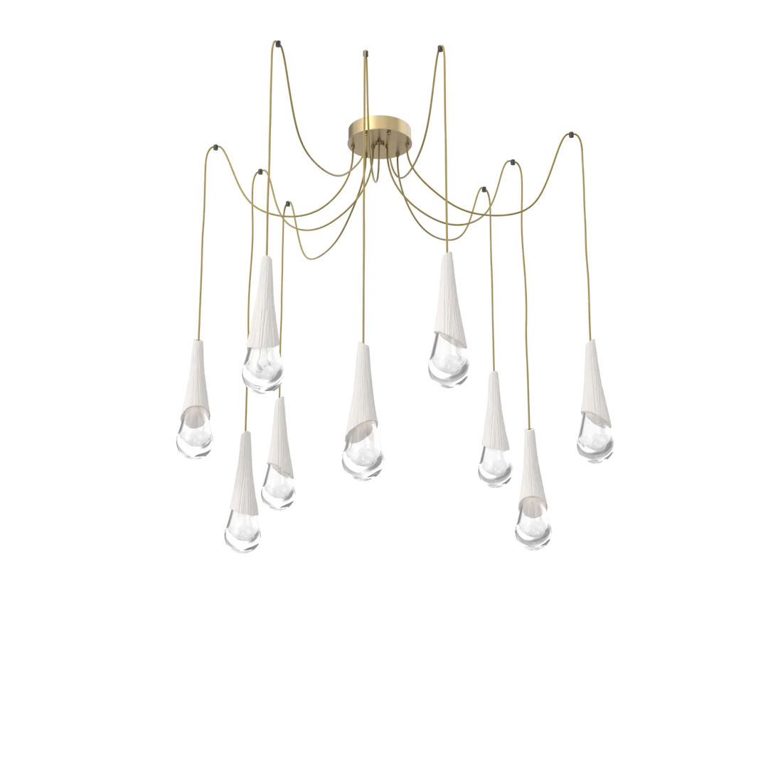 Hammerton Studio Hailstone Swag Chandelier Gilded Brass / 9-Piece / Chalk Ceramic