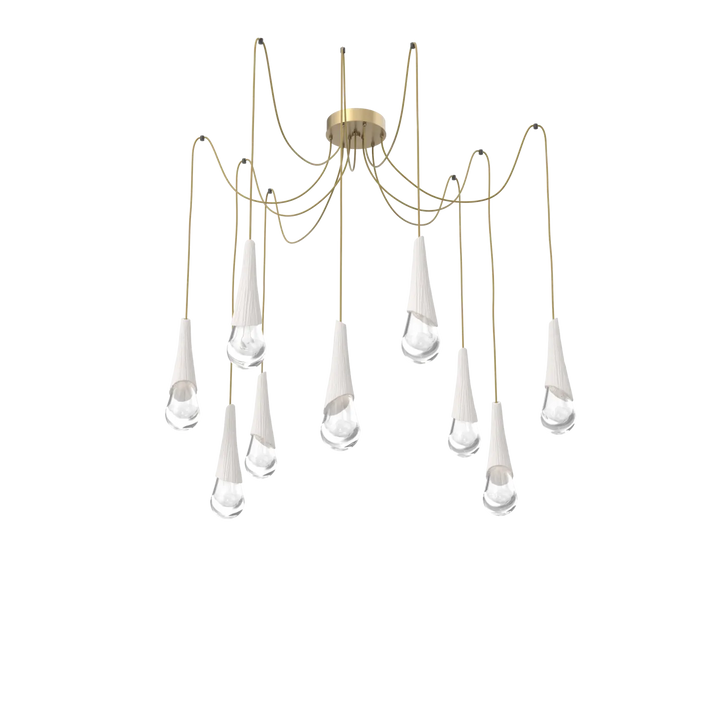 Hammerton Studio Hailstone Swag Chandelier Gilded Brass / 9-Piece / Chalk Ceramic