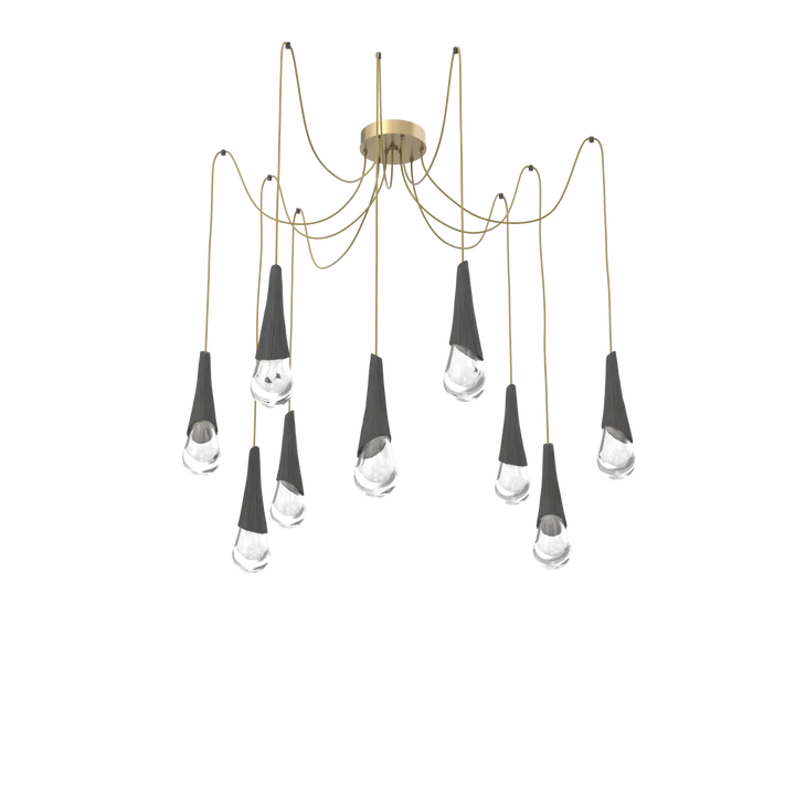 Hammerton Studio Hailstone Swag Chandelier Gilded Brass / 9-Piece / Charcoal Ceramic