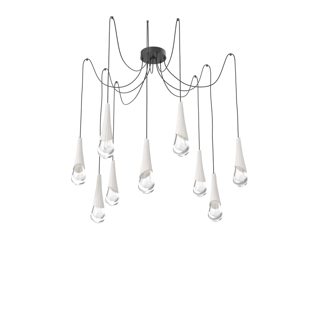 Hammerton Studio Hailstone Swag Chandelier Matte Black / 9-Piece / Chalk Ceramic