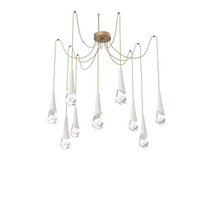 Hammerton Studio Hailstone Swag Chandelier Novel Brass / 9-Piece / Chalk Ceramic