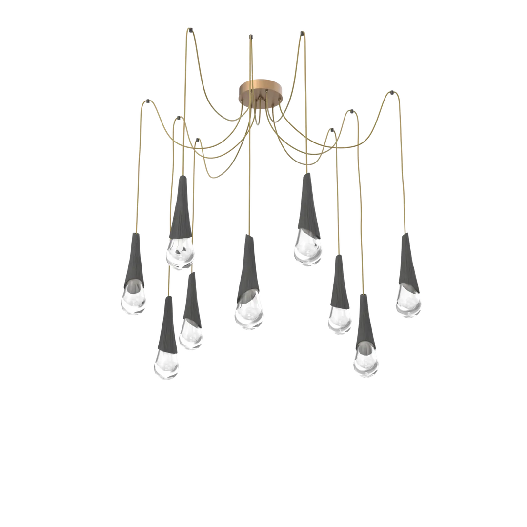 Hammerton Studio Hailstone Swag Chandelier Novel Brass / 9-Piece / Charcoal Ceramic