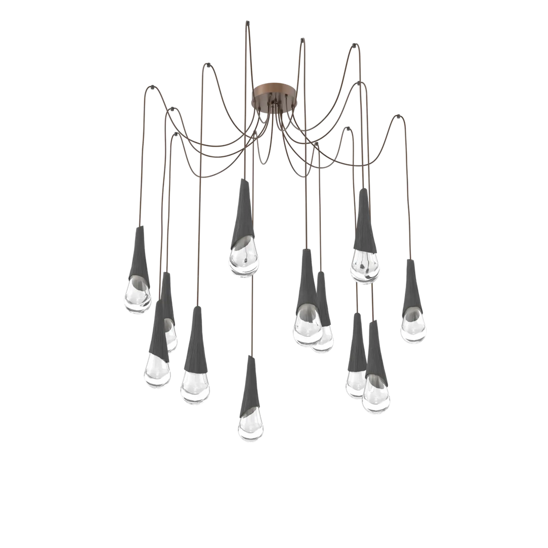 Hammerton Studio Hailstone Swag Chandelier Burnished Bronze / 12-Piece / Charcoal Ceramic