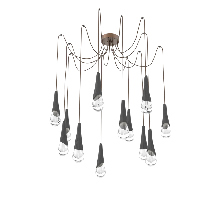 Hammerton Studio Hailstone Swag Chandelier Burnished Bronze / 12-Piece / Charcoal Ceramic
