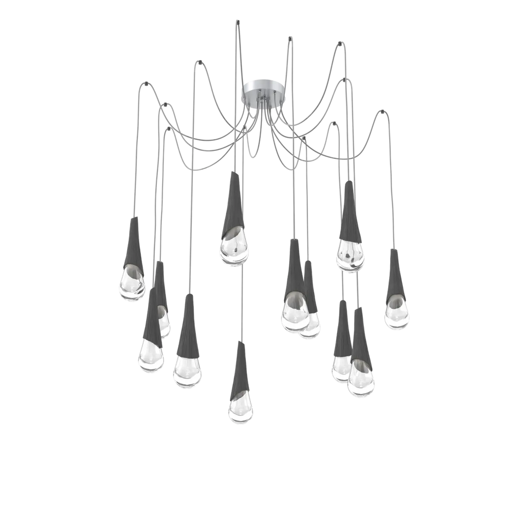 Hammerton Studio Hailstone Swag Chandelier Classic Silver / 12-Piece / Charcoal Ceramic