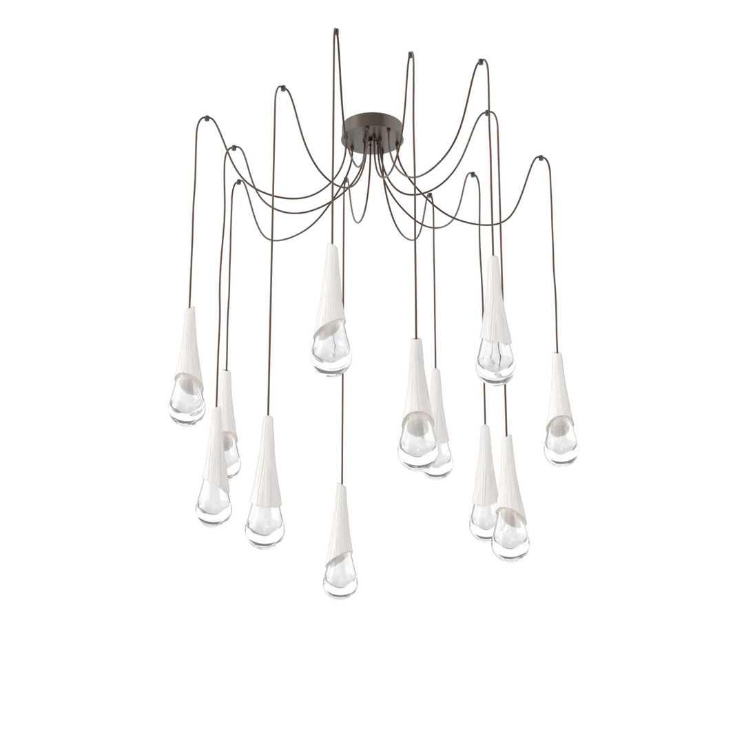 Hammerton Studio Hailstone Swag Chandelier Flat Bronze / 12-Piece / Chalk Ceramic