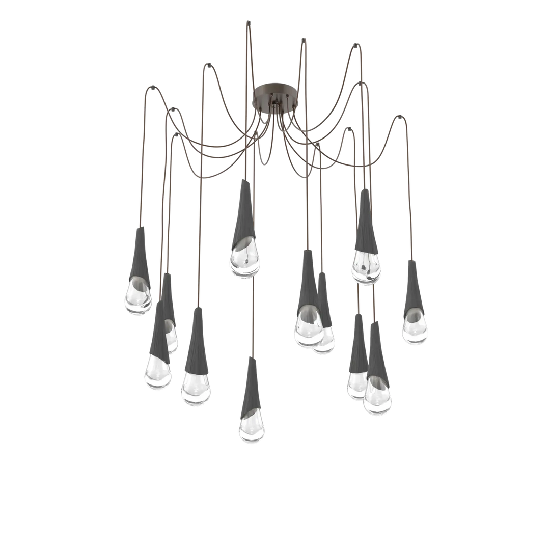Hammerton Studio Hailstone Swag Chandelier Flat Bronze / 12-Piece / Charcoal Ceramic
