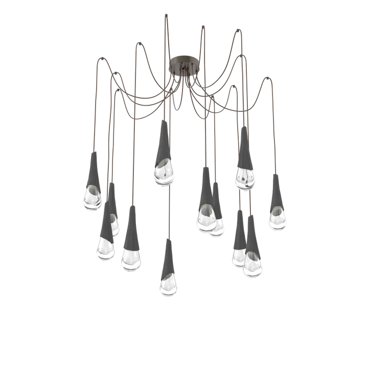 Hammerton Studio Hailstone Swag Chandelier Flat Bronze / 12-Piece / Charcoal Ceramic