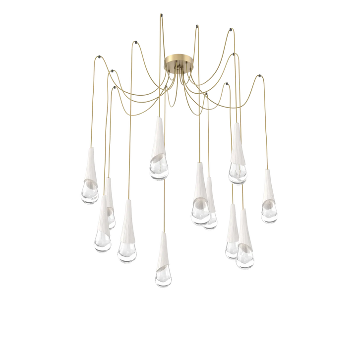 Hammerton Studio Hailstone Swag Chandelier Gilded Brass / 12-Piece / Chalk Ceramic