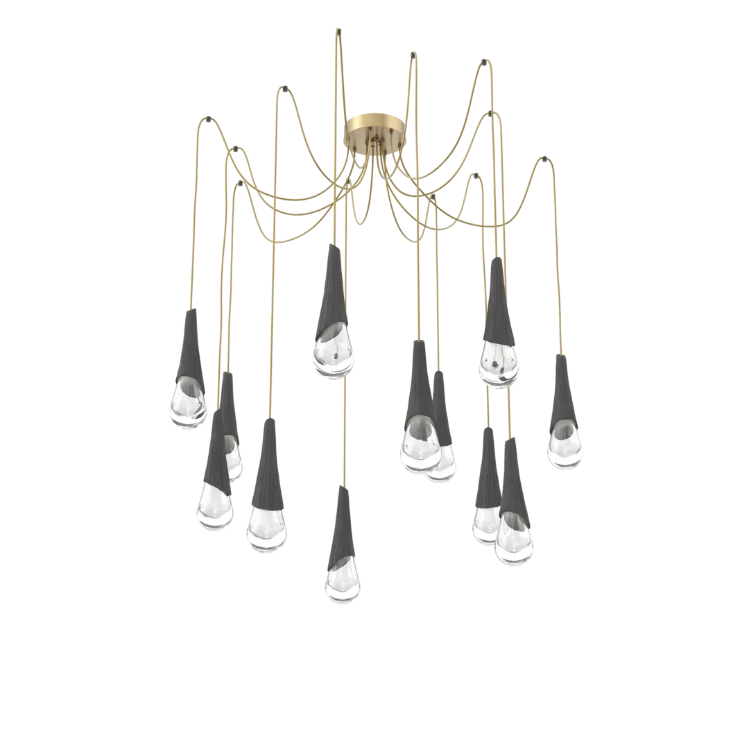 Hammerton Studio Hailstone Swag Chandelier Gilded Brass / 12-Piece / Charcoal Ceramic