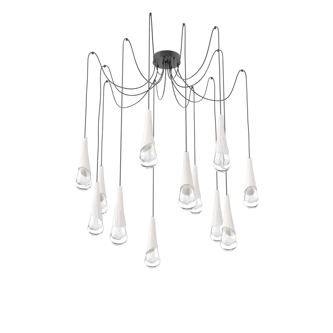 Hammerton Studio Hailstone Swag Chandelier Matte Black / 12-Piece / Chalk Ceramic