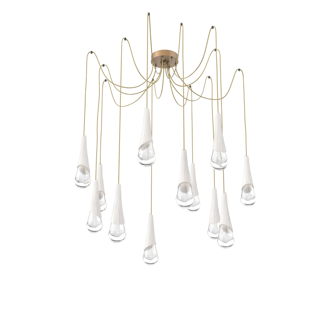 Hammerton Studio Hailstone Swag Chandelier Novel Brass / 12-Piece / Chalk Ceramic