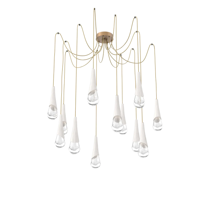 Hammerton Studio Hailstone Swag Chandelier Novel Brass / 12-Piece / Chalk Ceramic