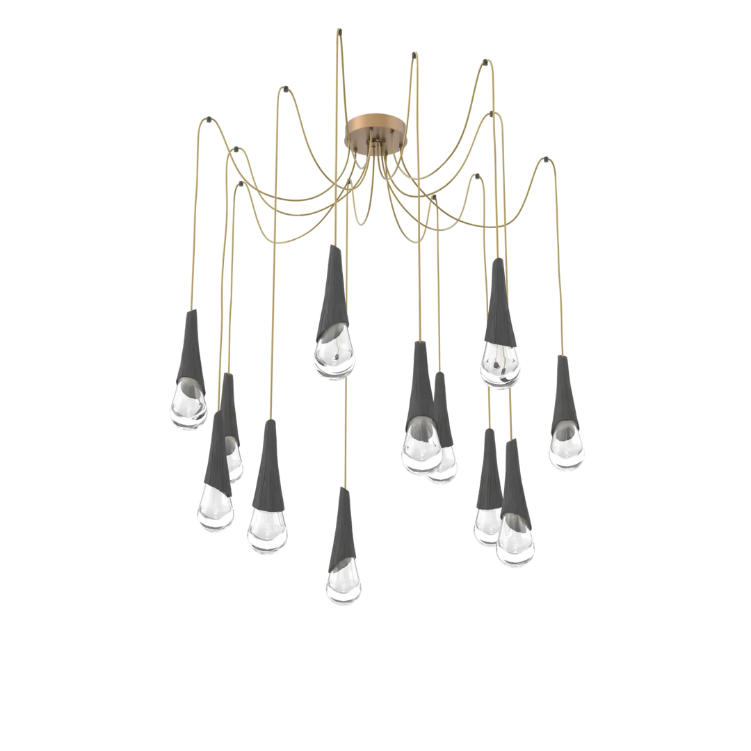 Hammerton Studio Hailstone Swag Chandelier Novel Brass / 12-Piece / Charcoal Ceramic