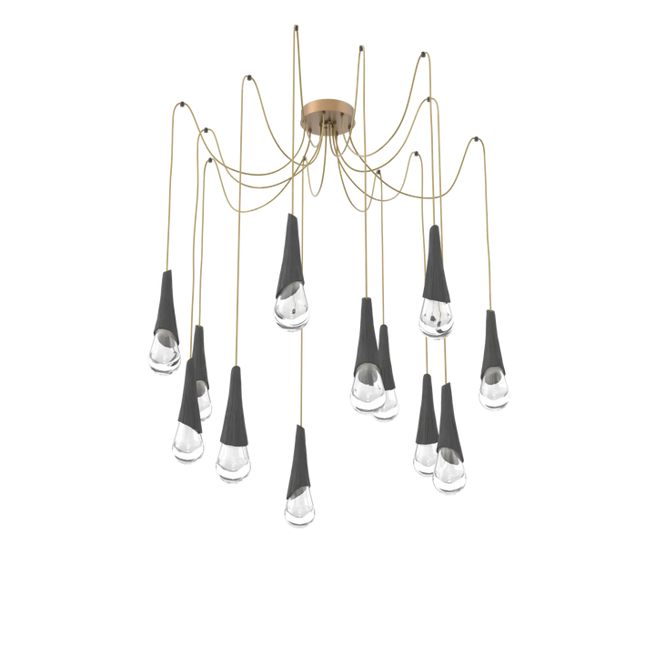 Hammerton Studio Hailstone Swag Chandelier Novel Brass / 12-Piece / Charcoal Ceramic