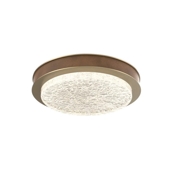 Hammerton Studio Iris Large Sconce / Flush Mount Gilded Brass / Nutmeg Leather