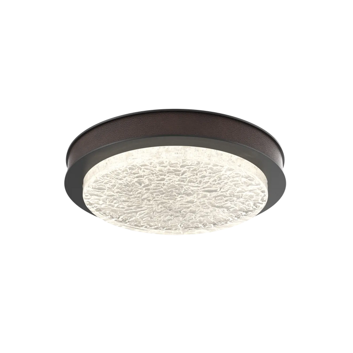 Hammerton Studio Iris Large Sconce / Flush Mount Matte Black / Cocoa Leather