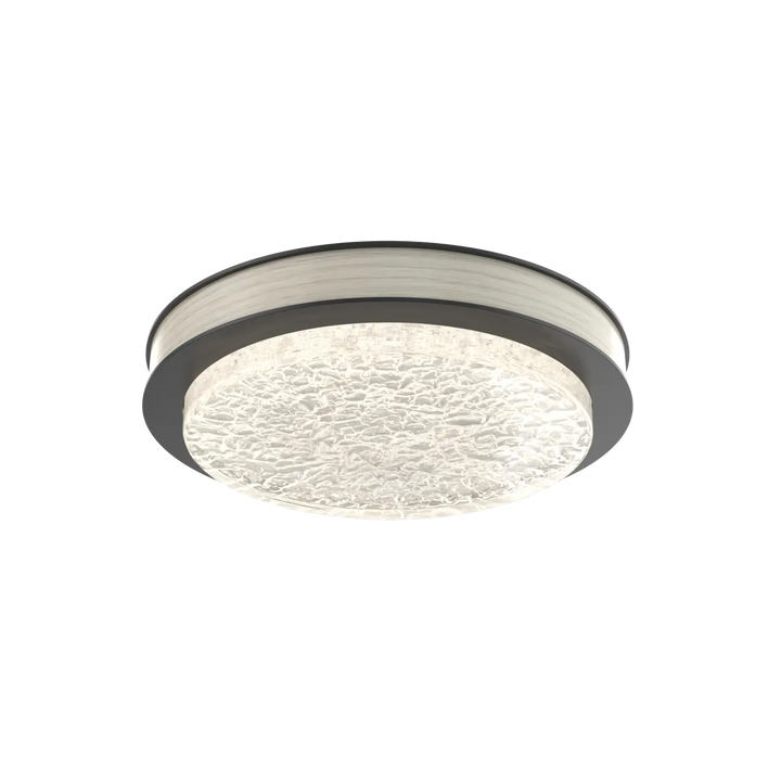 Hammerton Studio Iris Large Sconce / Flush Mount Matte Black / Light Oak Wood