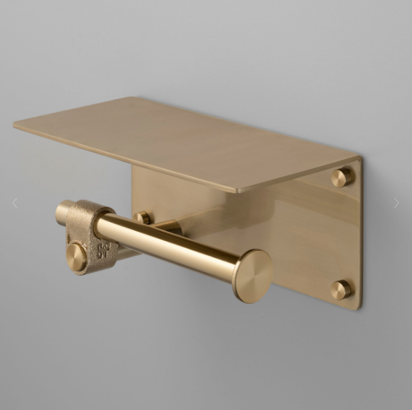 Buster + Punch Toilet Roll Holder with Shelf Bathroom Accessories Buster + Punch Brass  