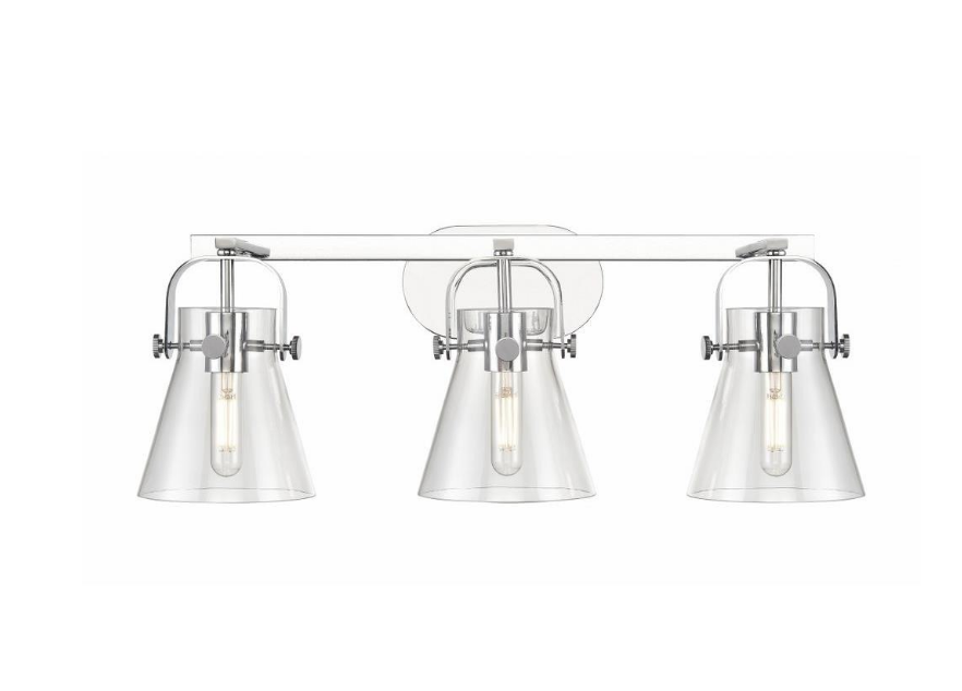 Innovations Lighting Pilaster II Cone Bath Light Bath Vanity Light Innovations Lighting Polished Chrome