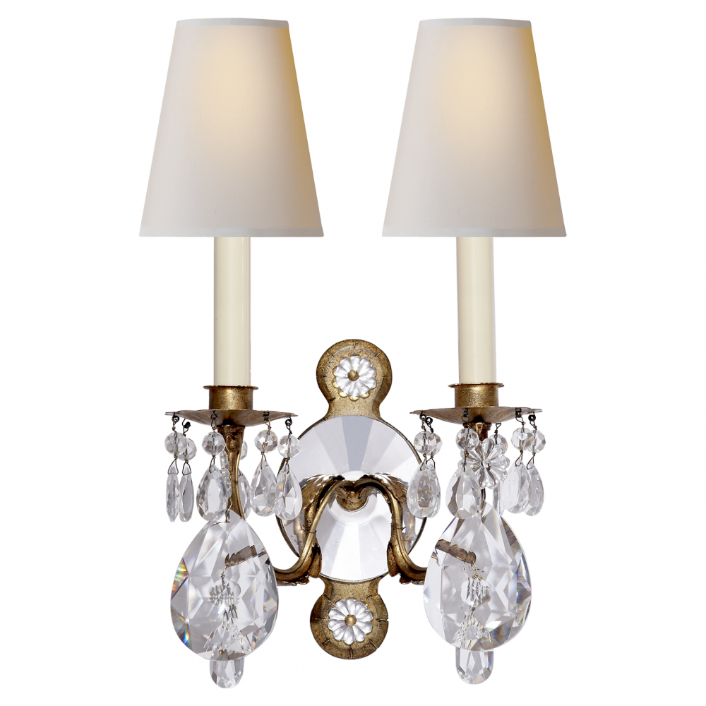 Visual Comfort & Co. Yves Crystal Double Arm Sconce Wall Lights Visual Comfort & Co.   