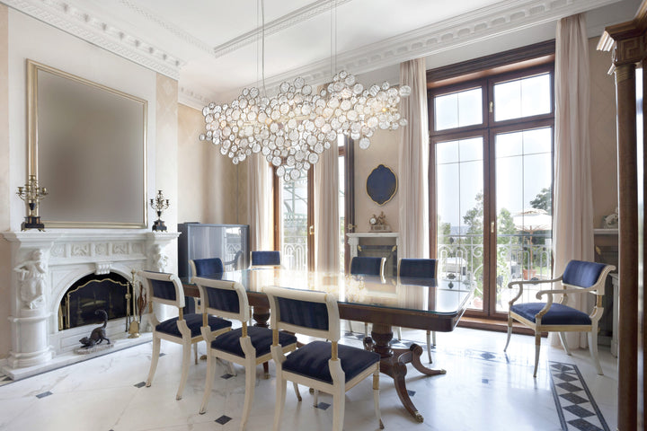 Eurofase TRENTO 15-Light Oval Chandelier Champagne Silver with Pressed Glass