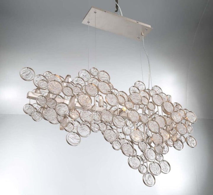 Eurofase TRENTO 15-Light Oval Chandelier Champagne Silver with Pressed Glass