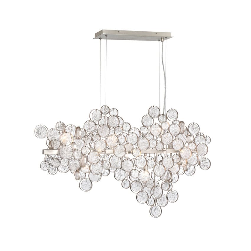 Eurofase TRENTO 15-Light Oval Chandelier Champagne Silver with Pressed Glass