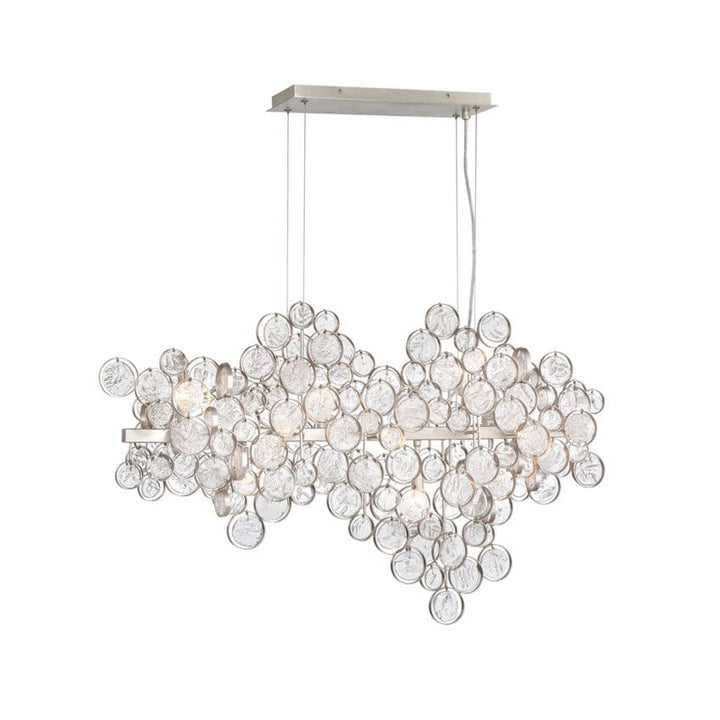 Eurofase TRENTO 15-Light Oval Chandelier Champagne Silver with Pressed Glass